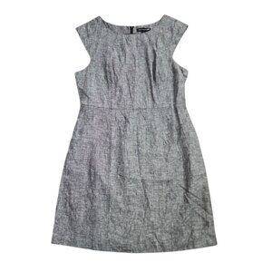 Saint Tropez West Dress Womens Size 12 Grey Gray Pencil 100% Linen Sleeveless